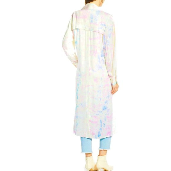SOMETHING NAVY Tie Die Satin Trench Coat NWOT - Picture 5 of 12